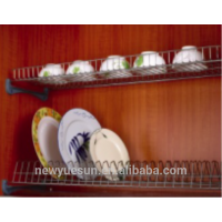 Two tiers kitchen iron dish drainer rack for cabinet storage