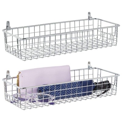 Bedroom Bathroom Laundry Room Wall mounted Metal Farmhouse Decor Storage Organizer Basket Shelf Holder Rack