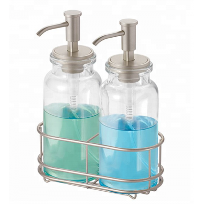 Custom Metal Wire Hand Soap Liquid Lotion Caddy Bottle Rack Holder