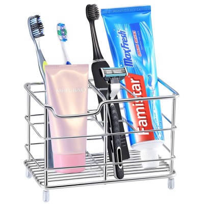 Stainless Steel Metal Bathroom Storage Organizer Toothbrush Holder Stand Rack