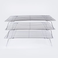 YZ1229 3 Tiers Chrome Plating Metal Foldable Iron Mesh Wire Rack Cooling Rack